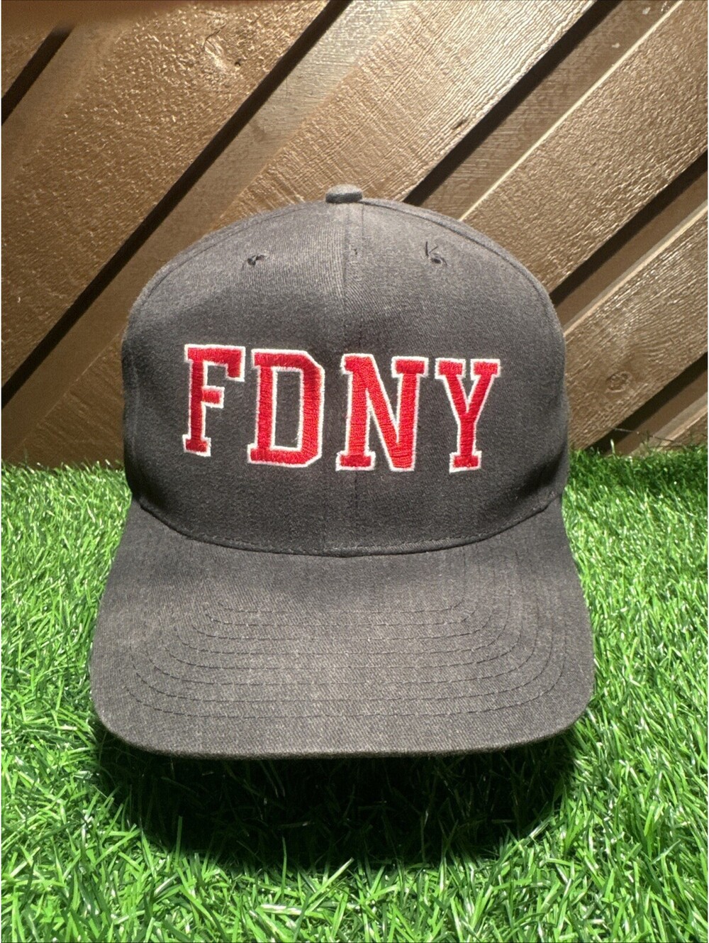 Vtg FDNY New York City Firefighter Hat Cap Snapback Green Under Visor Headmaster